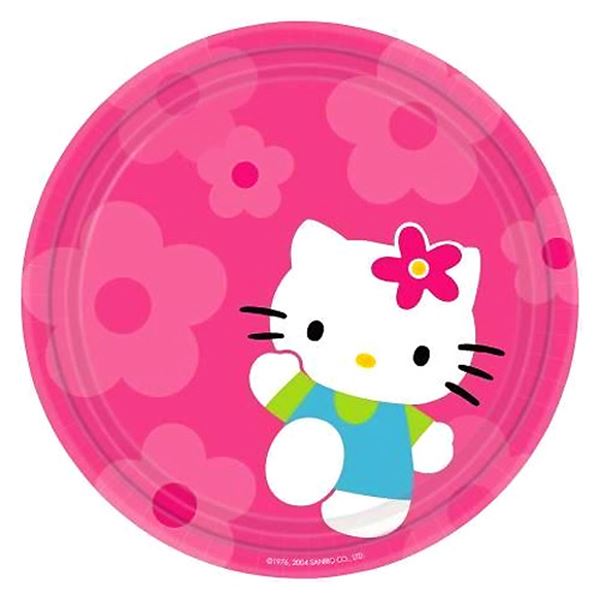 Imagen de Platos Hello Kitty dulces cartón 23cm (8 uds.)