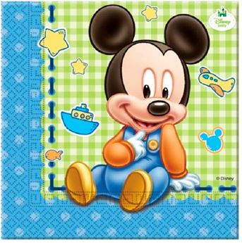 Imagen de Servilletas Mickey Mouse Bebé papel 33cm (20 unidades)