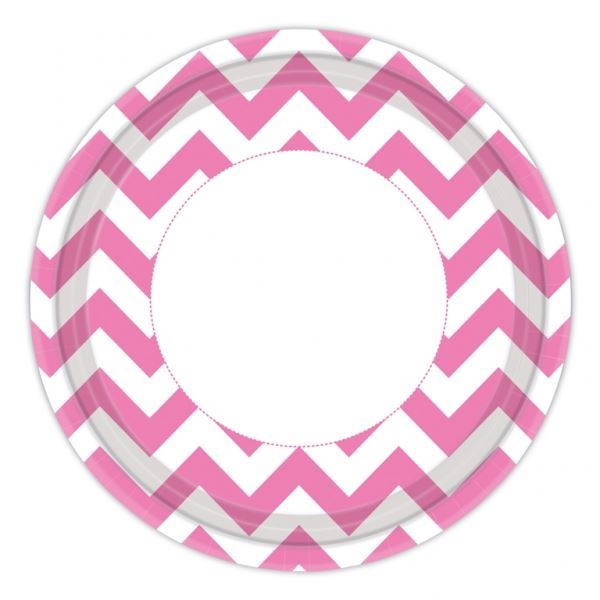 Imagen de Platos Chevron Fucsia cartón 23cm (8 uds.)