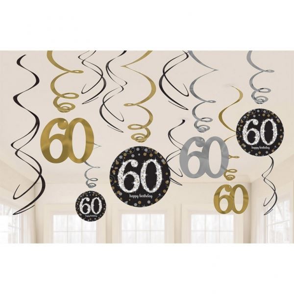 Decorados Espirales 60 Años Elegante (12)✔️ por sólo 4,77 €. Envío en 24h.  Tienda Online. . ✓. Artículos de decoración  para Fiestas.