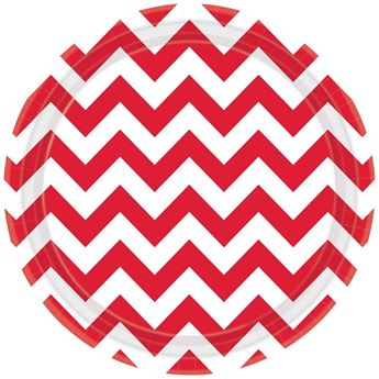 Picture of Platos Chevron Rojo cartón 23cm (8 undades)