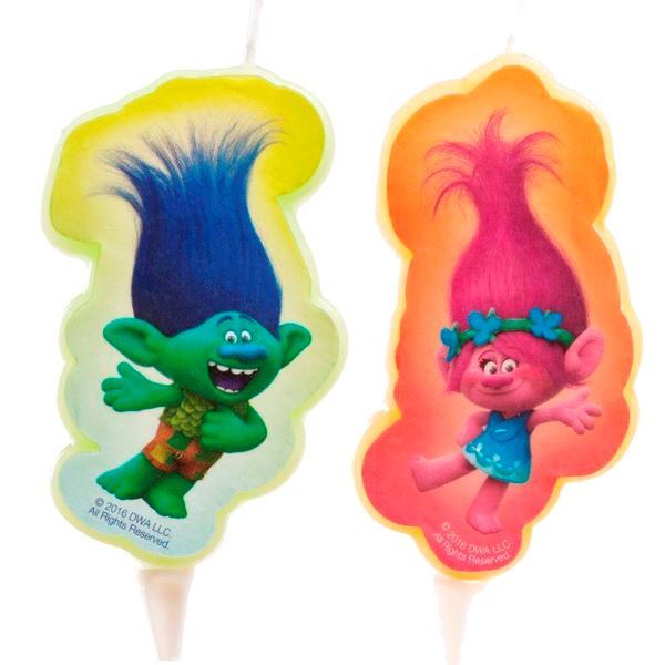 Imagen de Velas de Trolls Poppy y Branch (2 unidades)