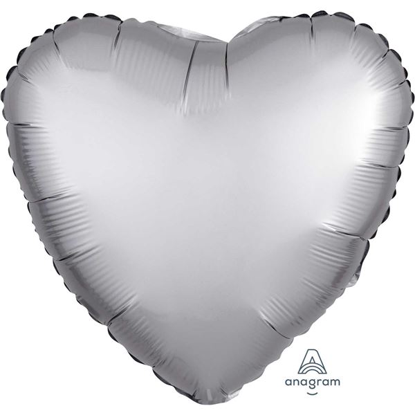 Picture of Globo Corazón Plateado Satín (45cm)