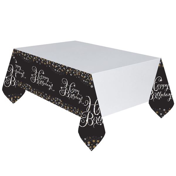 Mantel Happy Birthday Elegante plástico✔️ por sólo 3,51 €. Envío en 24h.  Tienda Online. . ✓. Artículos de decoración  para Fiestas.