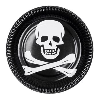 Picture of Platos Piratas Negro cartón 23cm (10 unidades)