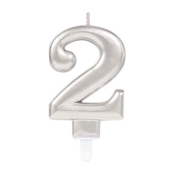 GET FRESH Vela de cumpleaños número 1 – Vela de plata número uno en barra –  Elegantes velas de números plateados para cumpleaños, aniversario de boda
