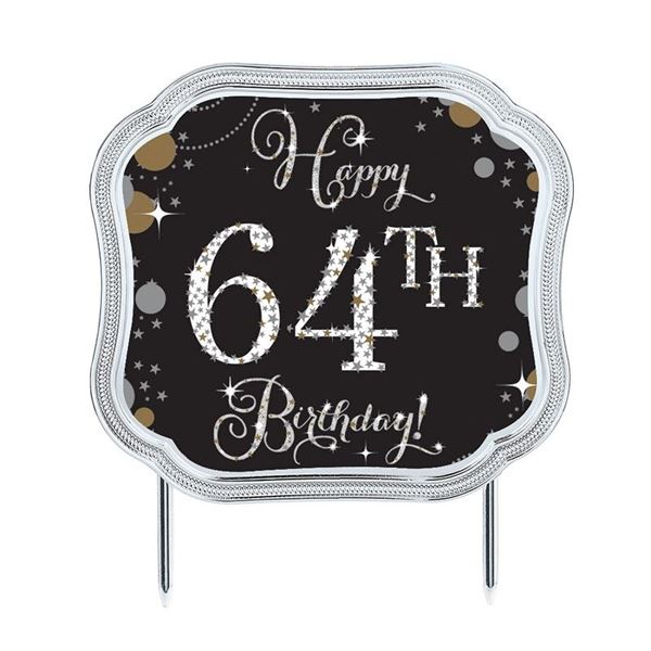 Imagen de Topper Tarta Happy Birthday Elegante Personalizable