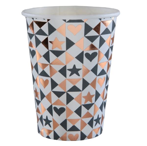 Imagen de Vasos de Cartón Estampado Rose Gold (10uds)