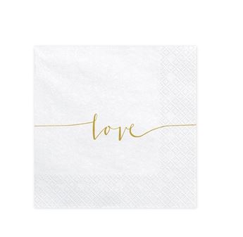 Imagen de Servilletas Love Dorado papel 33cm (20 unidades)