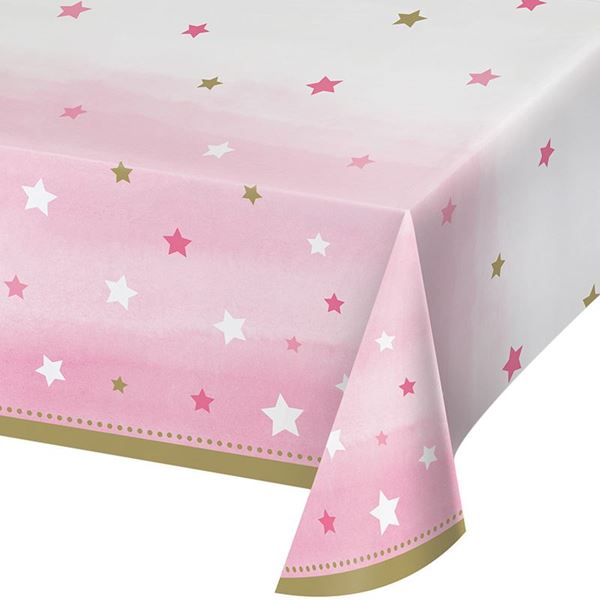 Mantel Primer Añito Rosa Estrellas plástico✔️ por sólo 4,95 €. Envío en  24h. Tienda Online. . ✓. Artículos de  decoración para Fiestas.