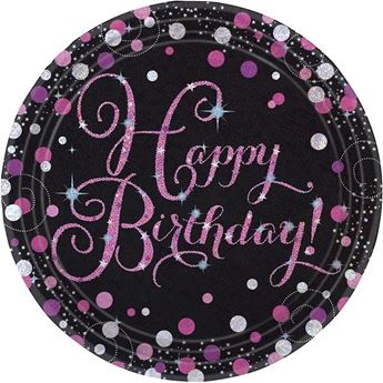 Imagen de Platos Happy Birthday Glamour cartón 23cm (8 unidades)