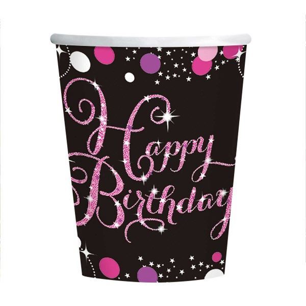 Imagens de Vasos Happy Birthday Glamour cartón (8 unidades)