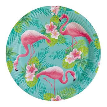 Imagen de Platos Flamenco Tropical cartón 23cm (8 unidades)