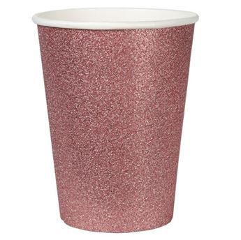 Imagens de Vasos Rosa Dorado Glitter cartón (10 unidades)