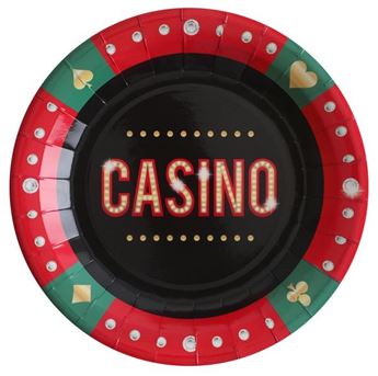 Imagen de Platos Casino Luces cartón 23cm (10 unidades)