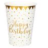 Imagen de Vasos Happy Birthday Blanco Dorado cartón (10 unidades)