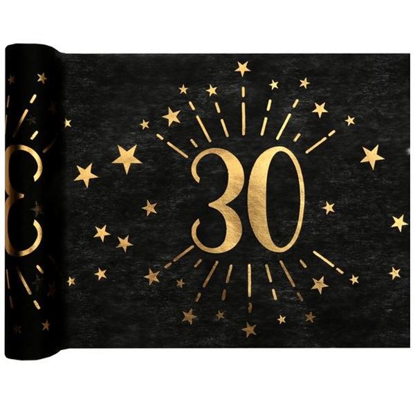 Camino de Mesa 30 Cumpleaños Negro/Dorado (5m)✔️ por sólo 6,21 €. Envío en  24h. Tienda Online. . ✓. Artículos de  decoración para Fiestas.