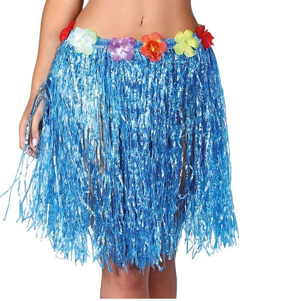 Falda Hawaiana Flores Azul✔️ por sólo 2,61 €. Envío en 24h. Tienda Online.  . ✓. Artículos de decoración para Fiestas.