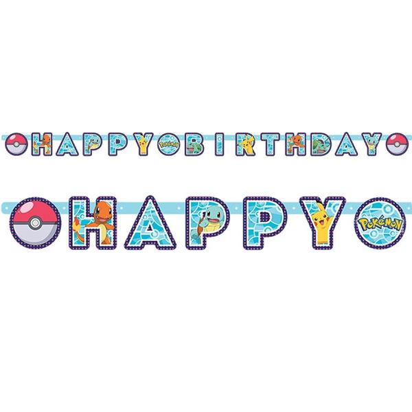 Guirnalda de Pokémon Happy Birthday (2,18m)✔️ por sólo 3,15 €. Envío en  24h. Tienda Online. . ✓. Artículos de  decoración para Fiestas.