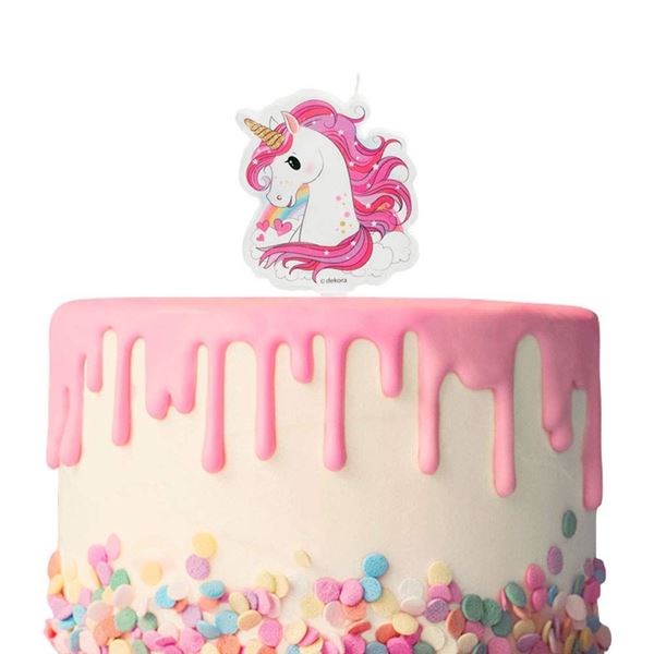 Imagen de Vela Tarta Decorativa Unicornio 2D 7,5 cm