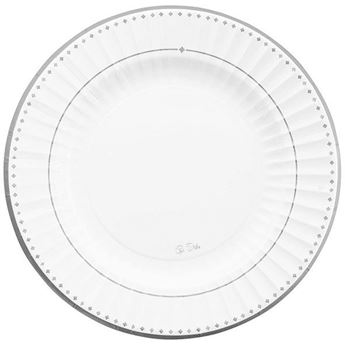 Imagen de Platos Grace Plateados Elegantes cartón 27cm (8 unidades)