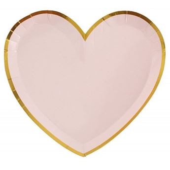 Picture of Platos Corazón Rosa Puntos Elegantes cartón 22cm (10 uds)