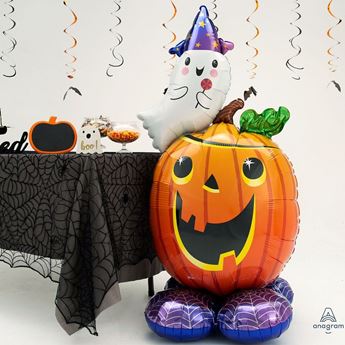 Imagens de Globo Calabaza Halloween con Base sin Helio XXL (142cm)