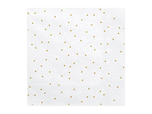 Imagen de Servilletas Blancas Puntos Dorados papel 33cm (20 unidades)