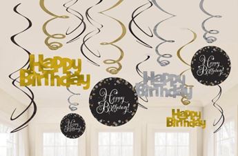 Imagen de Decorados Espirales Happy Birthday Elegante 