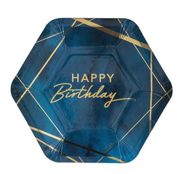 Platos Feliz Cumpleaños Azules cartón 23cm (8)✔️ por sólo 4,32 €. Envío en  24h. Tienda Online. . ✓. Artículos de  decoración para Fiestas.