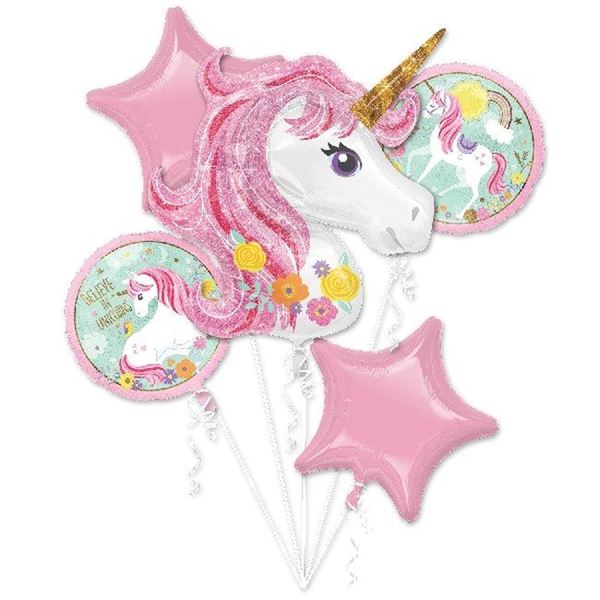 Decoracion De Unicornio Globos Cumpleaños Fiestas Para Niña 1 Año Numero  Rosados