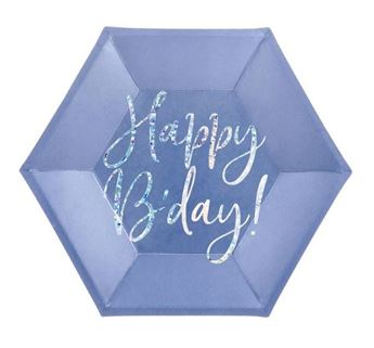 Picture of Platos Happy Birthday Azul cartón 20cm (6 unidades)