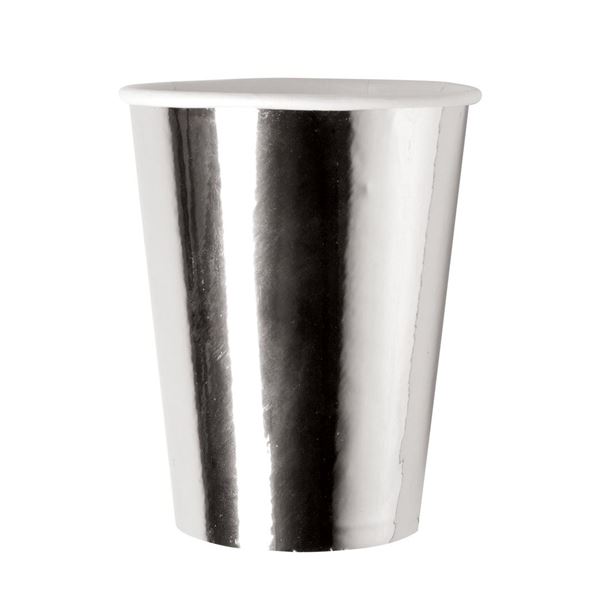 Imagen de Vasos Plateados Metal cartón 250ml (8 unidades)