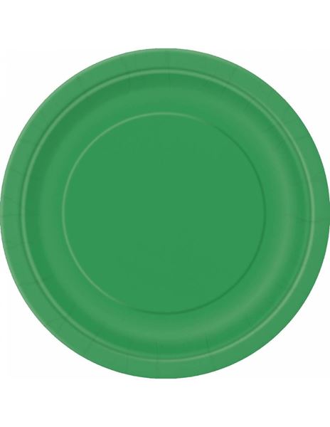 Imagen de Platos Verde Esmeralda cartón 18cm (8 uds.)