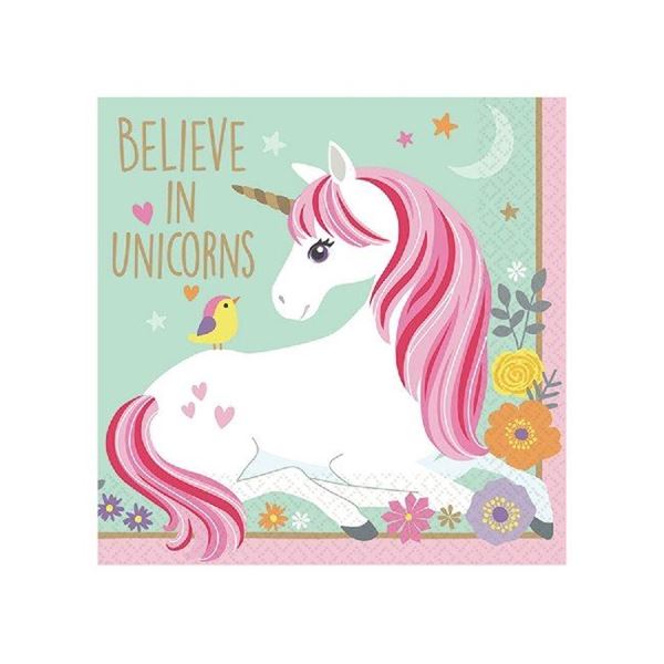 Imagens de Servilletas de Unicornio Mágico papel pequeñas (16 uds)