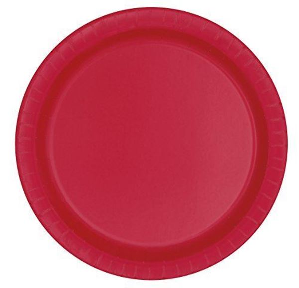 Imagen de Platos Rojo Rubí cartón 23cm (8 unidades)