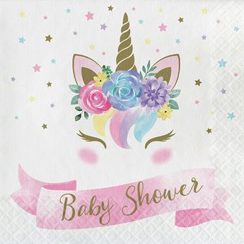 Imagens de Servilletas Unicornio Dulce Baby Shower papel 33cm (16 unidades)