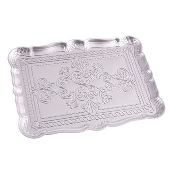 Imagens de Bandeja Plateada Rectangular Plástico Reutilizable 30cm