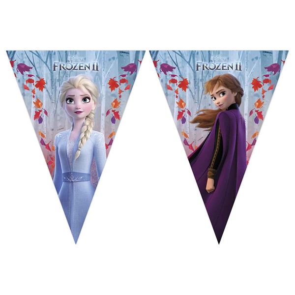 Imagen de Banderín Fiesta Frozen Anna y Elsa plástico (2,3m)