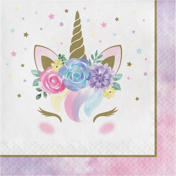 Imagen de Servilletas Unicornio Dulce papel 33cm (16 unidades)