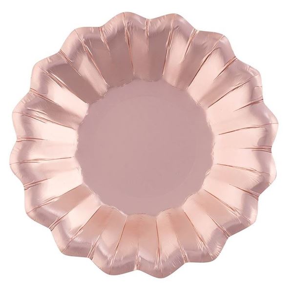 Picture of Platos Rosa Dorado Satín cartón 24cm (8 uds.)