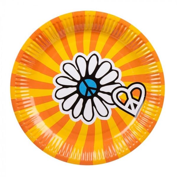 Imagen de Platos Hippie Flower Power cartón 23cm (6 unidades)