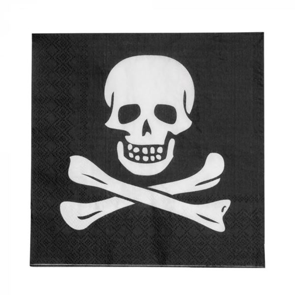 Imagen de Servilletas Piratas Negras papel (12 unidades)