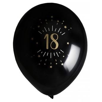 Imagens de Globos 18 Años Negro/Dorado Látex (8 unidades)