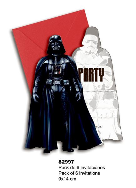 Imagen de Invitaciones Star Wars Darth Vader (6 unidades)