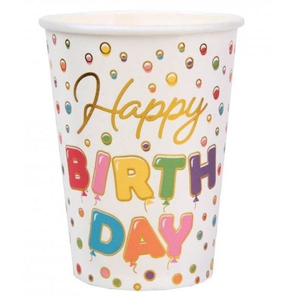 Imagens de Vasos Happy Birthday Colores cartón (10 unidades)