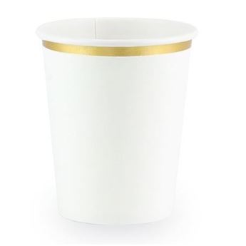 Imagens de Vasos Blanco Borde Dorado cartón (6 unidades)