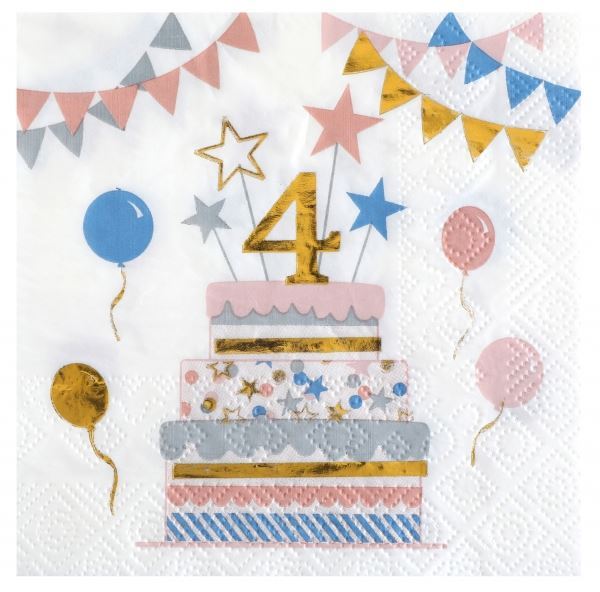 4 años, diseño de fiesta de cumpleaños para niñas. Cuarto cumpleaños |  Póster