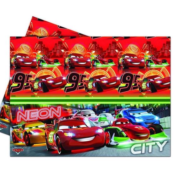 Imagen de Mantel Cars Neón Party plástico (120cm x 180cm)