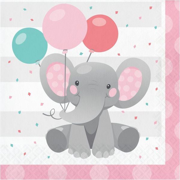 Imagen de Servilletas Elefante Dulce Rosa papel 33cm (16 unidades)